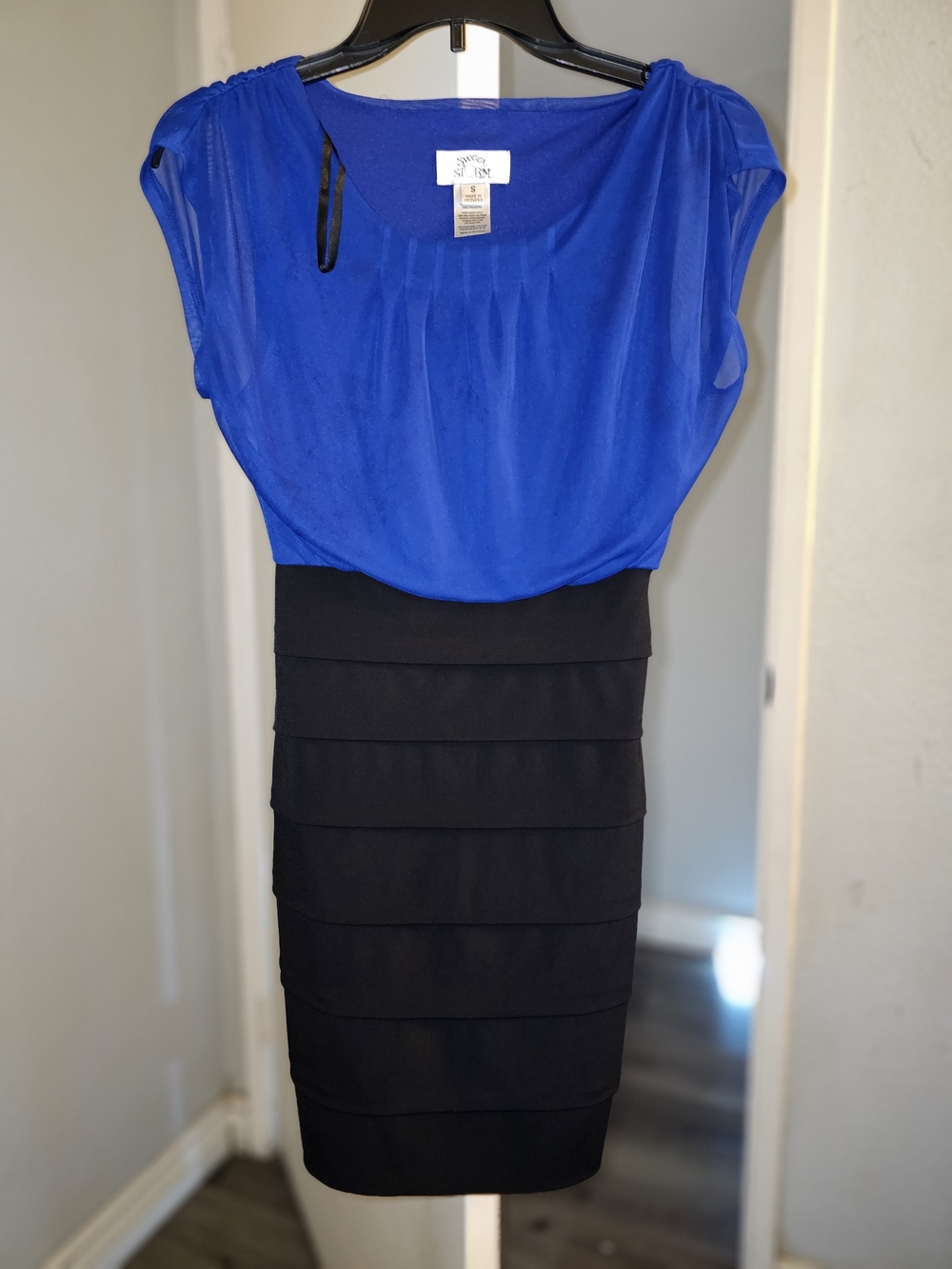 Sweet Storm Royal Blue Pleated Neckline Top Excellent Condition